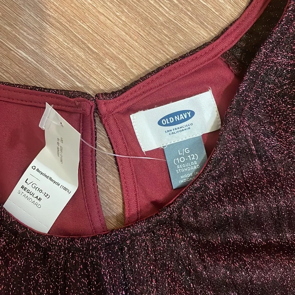 Old Navy Girls Shimmer Holiday Dress Burgundy Special Occasion Large New